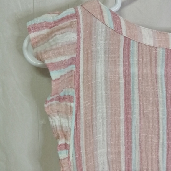 American Eagle Outfitters Pink Striped Peplum Top Size Small - Picture 9 of 9